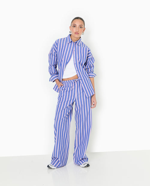 Pantalon rayé esprit pyjama d