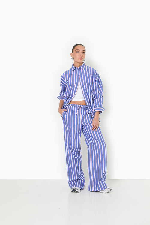 Pantalon rayé esprit pyjama d