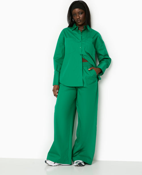 Pantalon large en popeline taille élastiquée - PIMKIE - 1