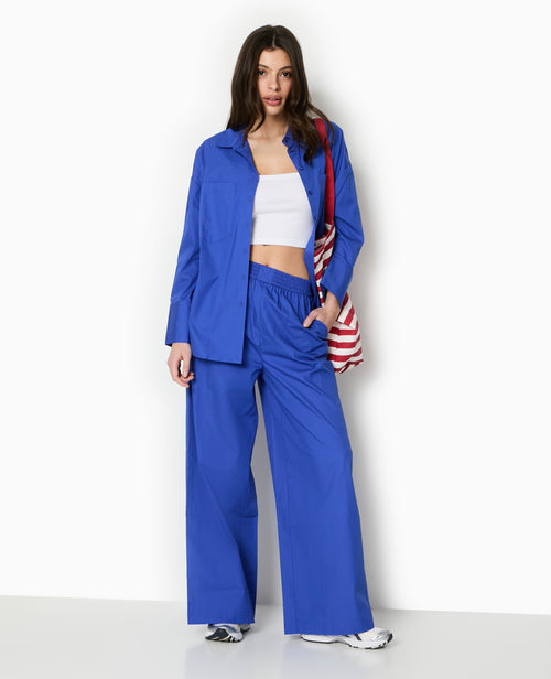 Pantalon large en popeline taille élastiquée - PIMKIE - 1