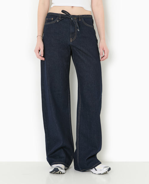 Jean wide taille haute avec ceinture à nouer - PIMKIE - 5
