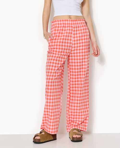 Pantalon droit taille élastiquée motif vichy - PIMKIE - 5