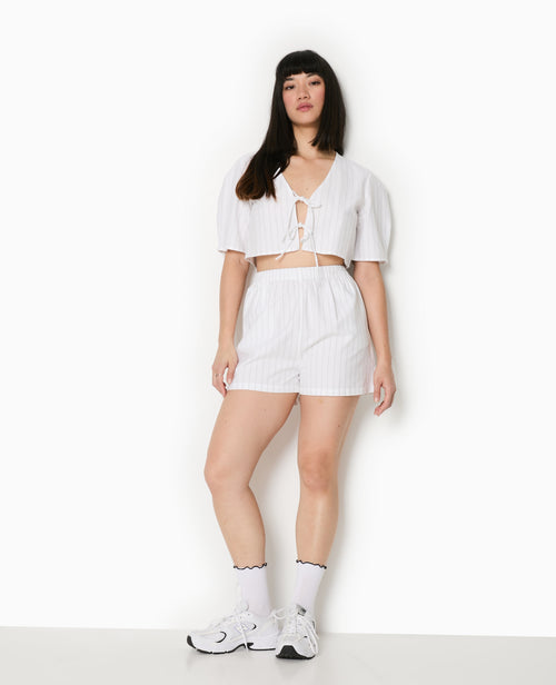 Short rayé façon pyjama d