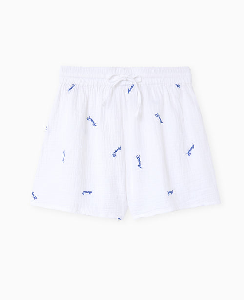 Short en gaze de coton avec broderies Amour - PIMKIE - 4