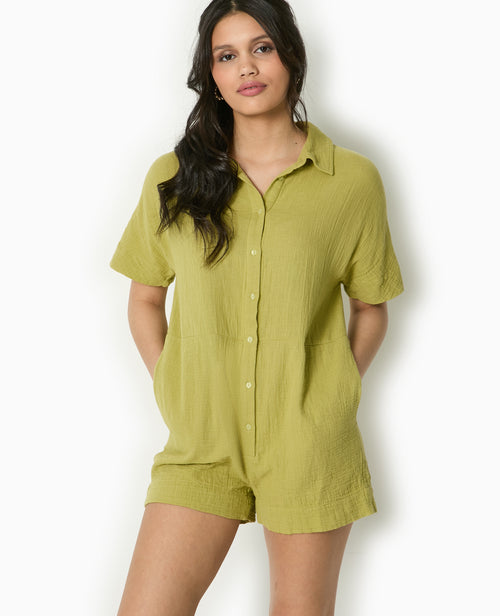 Combishort boutonnée en gaze de coton - PIMKIE - 5