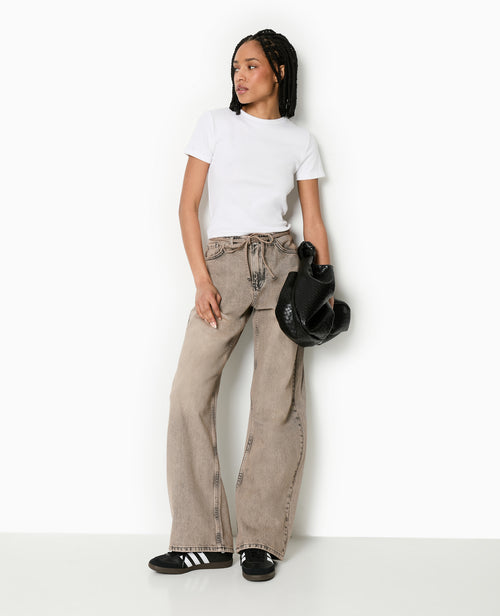 Jean droit taille basse avec ceinture à nouer - PIMKIE - 1