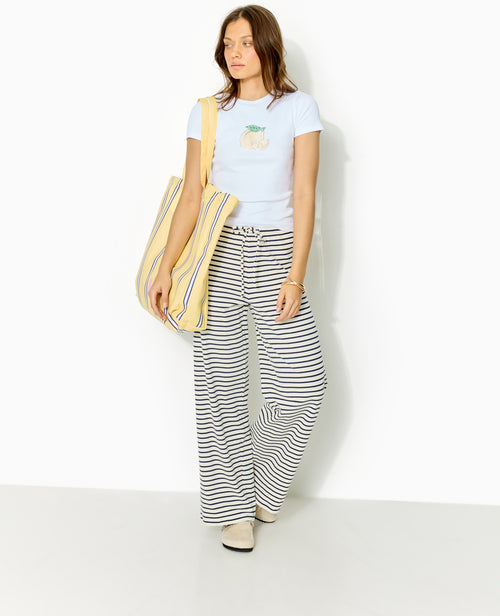 Pantalon large en maille côtelée rayée - PIMKIE - 3