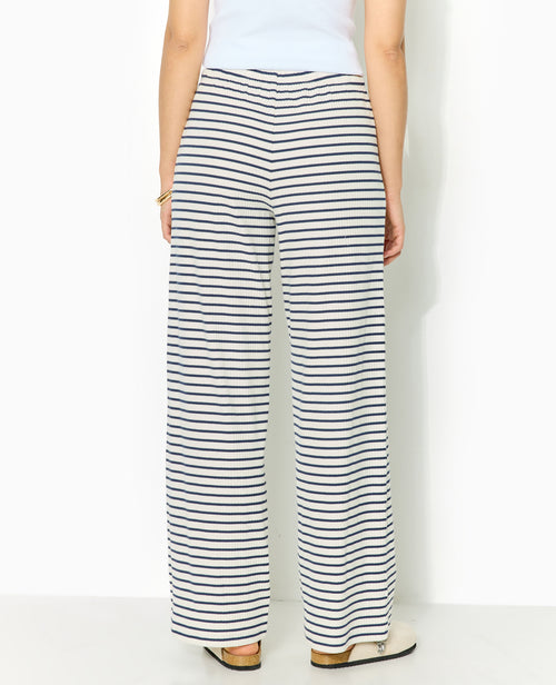 Pantalon large en maille côtelée rayée - PIMKIE - 6