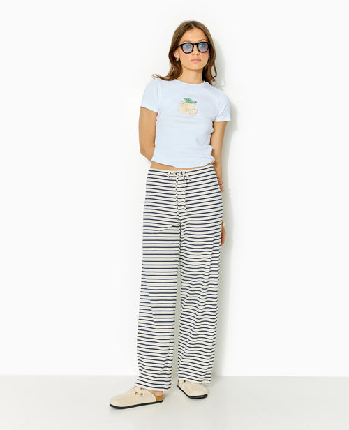 Pantalon large en maille côtelée rayée - PIMKIE - 8