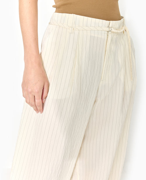 Pantalon large rayé taille haute avec ceinture - PIMKIE - 3