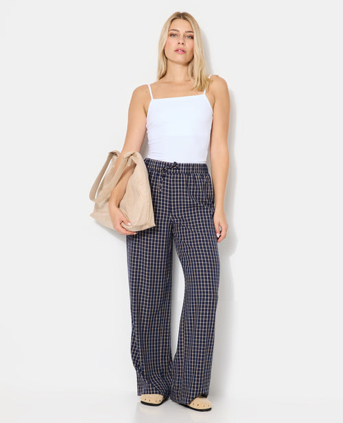 Pantalon large et droit à carreaux - PIMKIE - 1