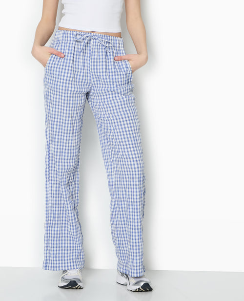 Pantalon droit en tissu gaufré motif vichy - PIMKIE - 5
