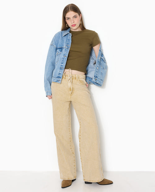 Jean baggy taille basse avec ceinture à nouer - PIMKIE - 1