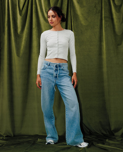 Jean baggy taille basse avec ceinture à nouer - PIMKIE - 1