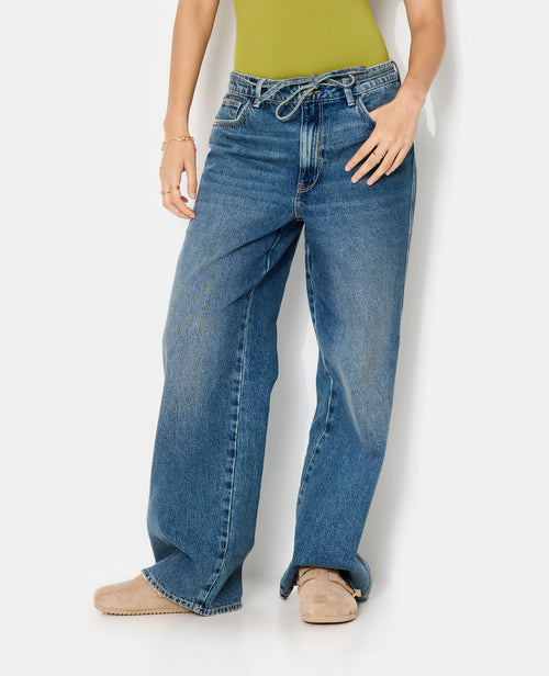 Jean baggy taille basse avec ceinture à nouer - PIMKIE - 3