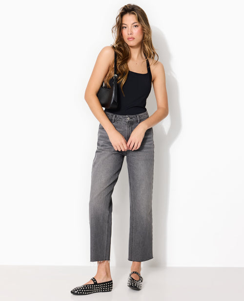 Jean straight taille haute avec bas coupés - PIMKIE - 1