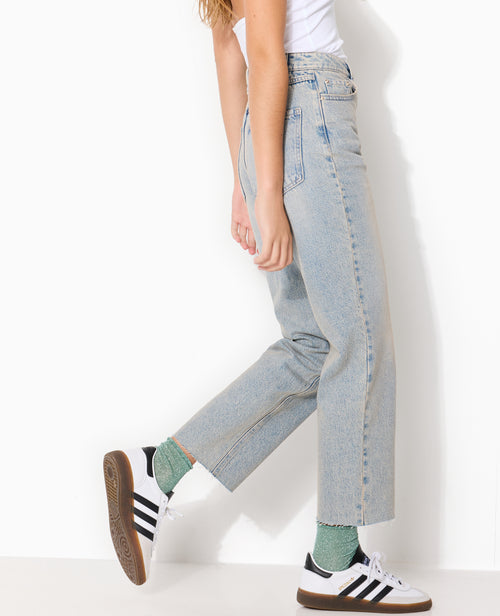 Jean straight taille haute bas coupé - PIMKIE - 3