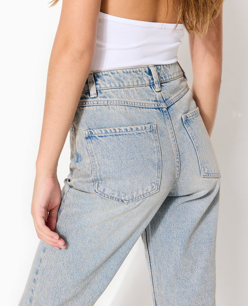 Jean straight taille haute bas coupé - PIMKIE - 7