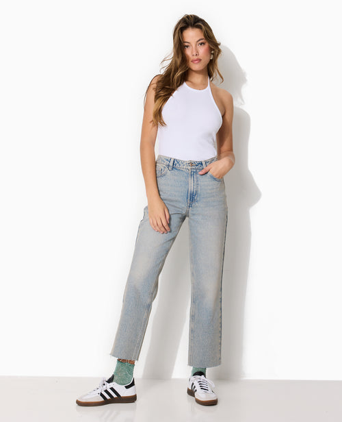 Jean straight taille haute bas coupé - PIMKIE - 8