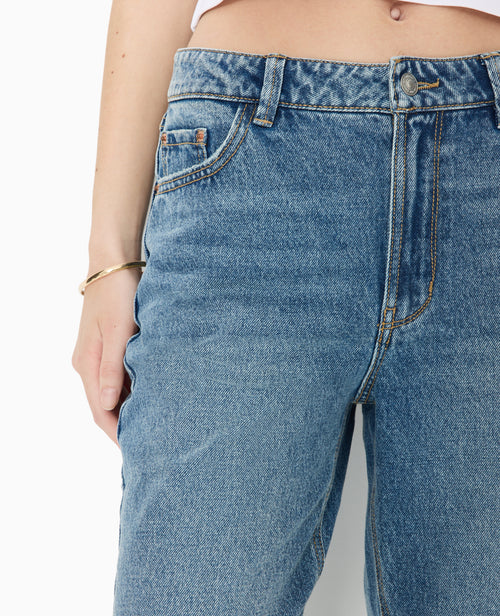 Jean straight taille haute bas coupés - PIMKIE - 3