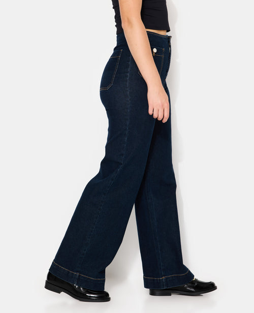 Jean wide taille haute avec poches devant - PIMKIE - 2