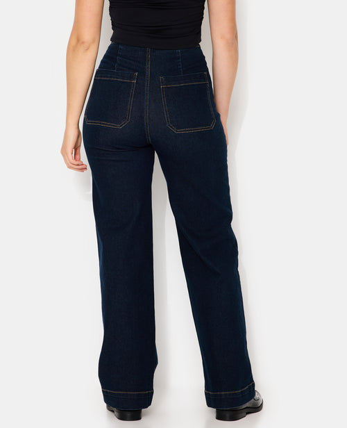 Jean wide taille haute avec poches devant - PIMKIE - 5