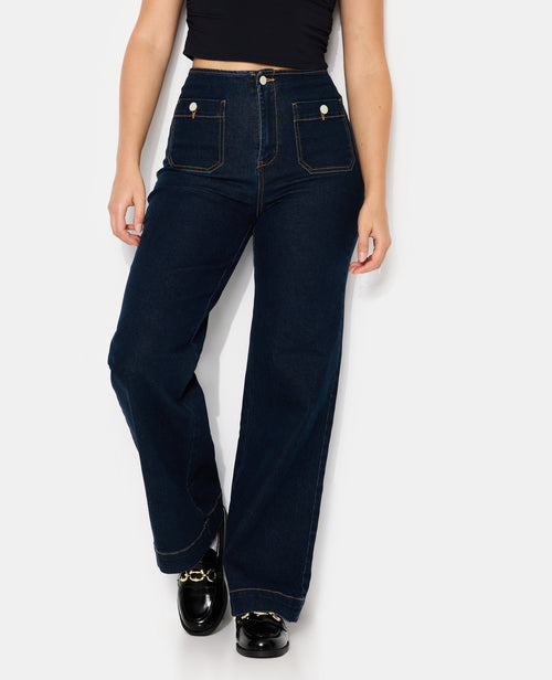Jean wide taille haute avec poches devant - PIMKIE - 6