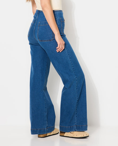 Jean wide taille haute avec poches devant - PIMKIE - 2