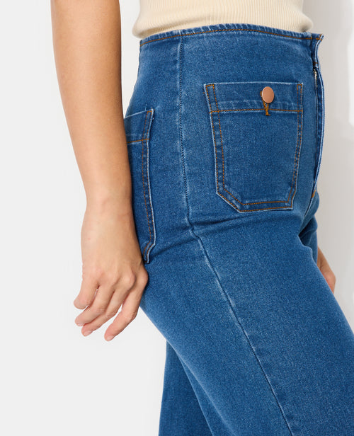 Jean wide taille haute avec poches devant - PIMKIE - 3