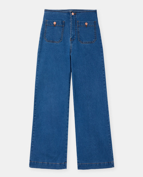 Jean wide taille haute avec poches devant - PIMKIE - 4