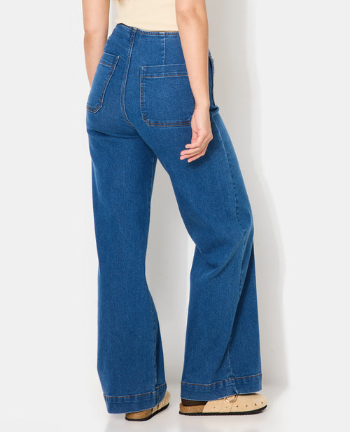 Jean wide taille haute avec poches devant - PIMKIE - 6