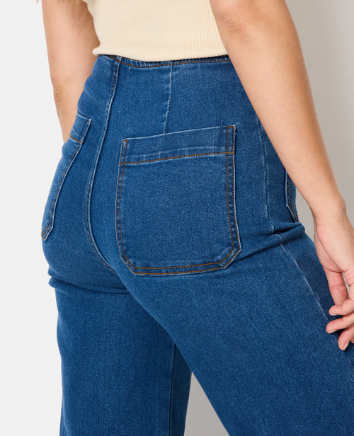 Jean wide taille haute avec poches devant - PIMKIE - 8