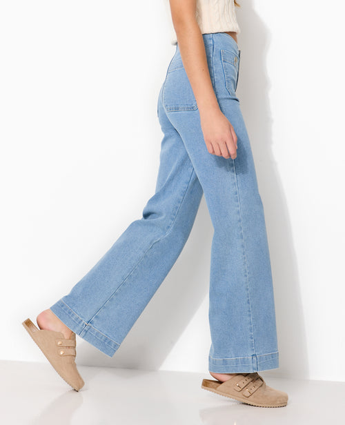 Jean wide taille haute avec poches devant - PIMKIE - 3