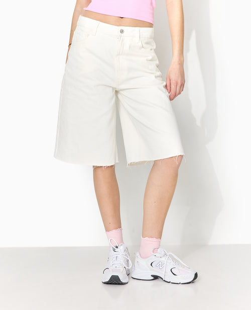 Bermuda large en jean taille basse bas coupés - PIMKIE - 5