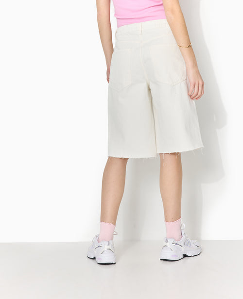 Bermuda large en jean taille basse bas coupés - PIMKIE - 7