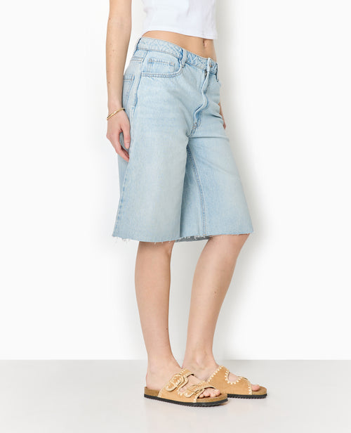 Bermuda large en jean taille basse bas coupés - PIMKIE - 2