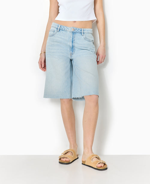 Bermuda large en jean taille basse bas coupés - PIMKIE - 5