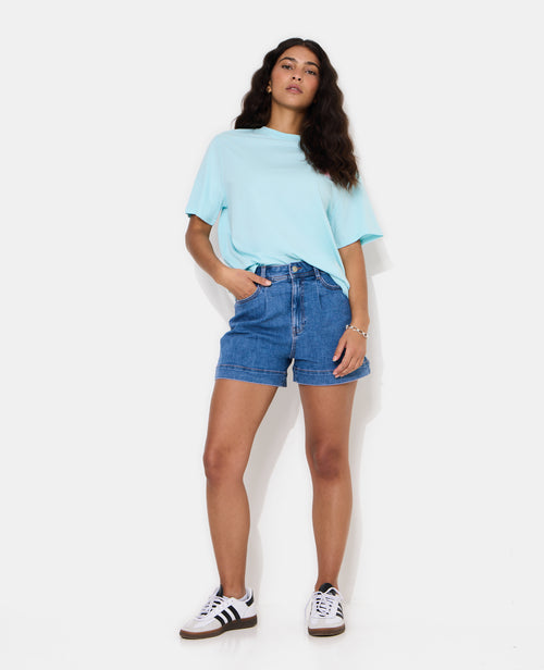 Short en jean taille haute avec pinces - PIMKIE - 1