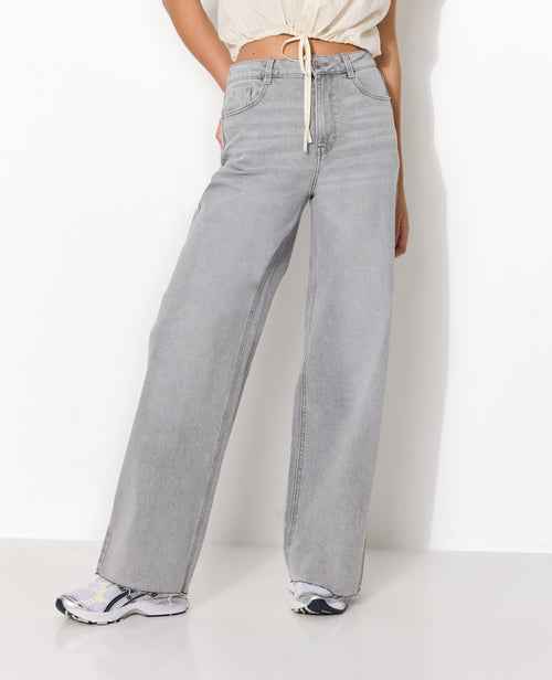 J71-1 / Jean wide taille haute avec bas coupés - PIMKIE - 5