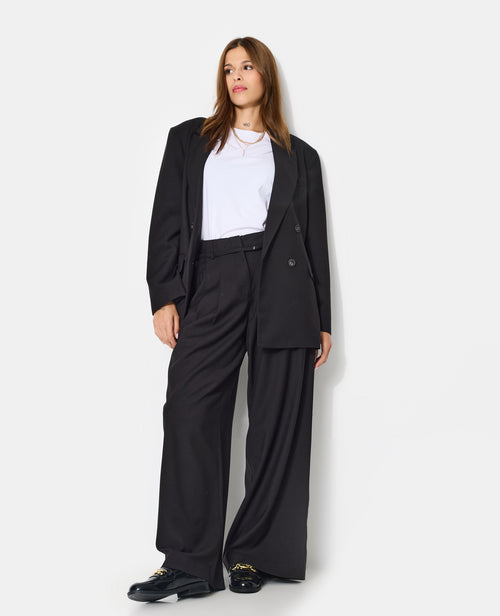 Pantalon large et droit avec taille haute et ceinture - PIMKIE - 1