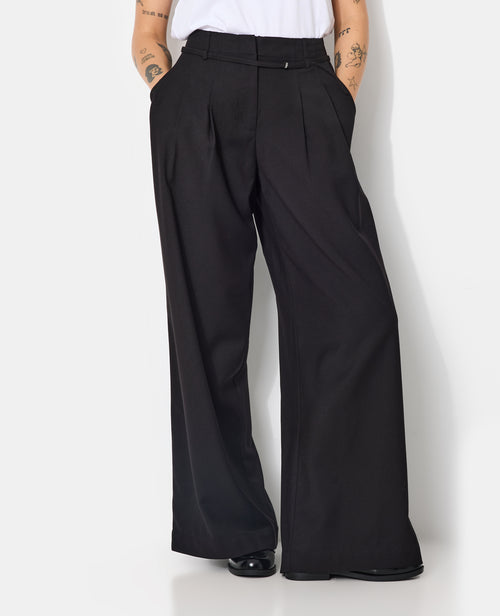 Pantalon large et droit avec taille haute et ceinture - PIMKIE - 5