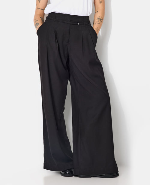 Pantalon large et droit avec taille haute et ceinture - PIMKIE - 7