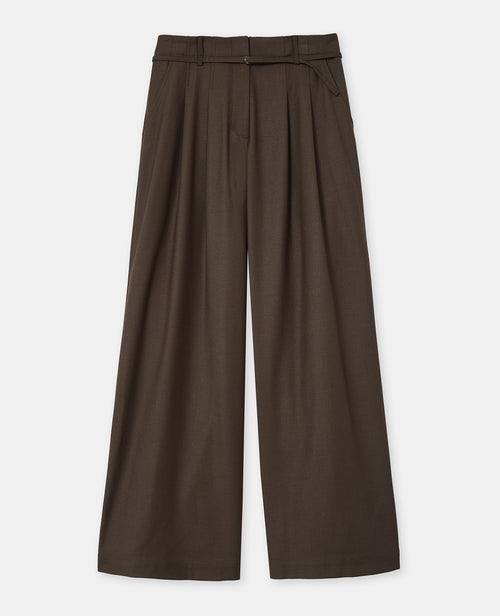 Pantalon large et droit avec taille haute et ceinture - PIMKIE - 4