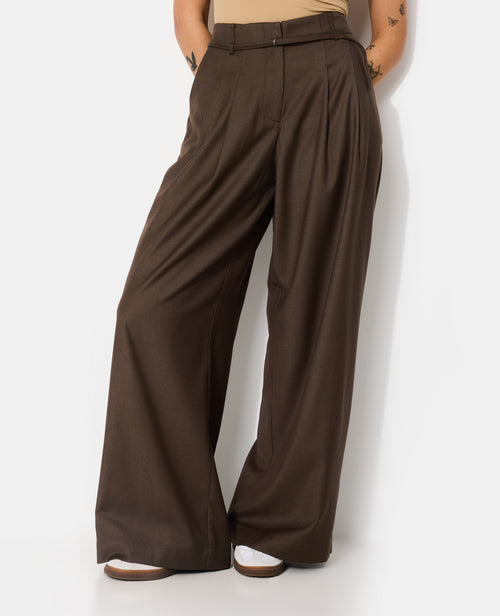 Pantalon large et droit avec taille haute et ceinture - PIMKIE - 5