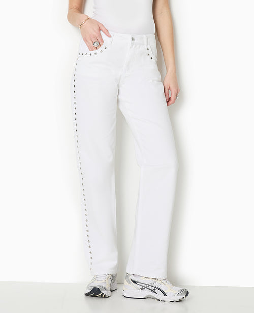 Jean straight taille basse avec clous - PIMKIE - 5