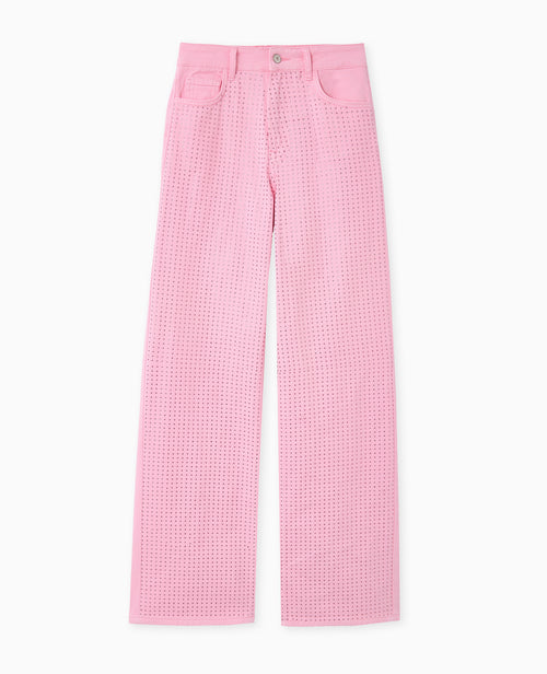 Jean droit taille haute avec strass devant - PIMKIE - 4