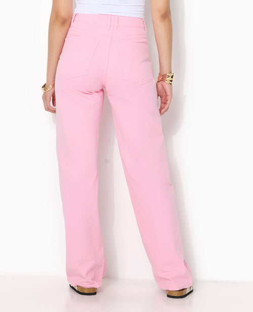 Jean droit taille haute avec strass devant - PIMKIE - 6