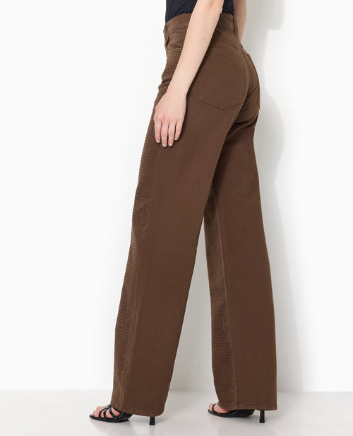 Jean droit taille haute avec strass devant - PIMKIE - 3