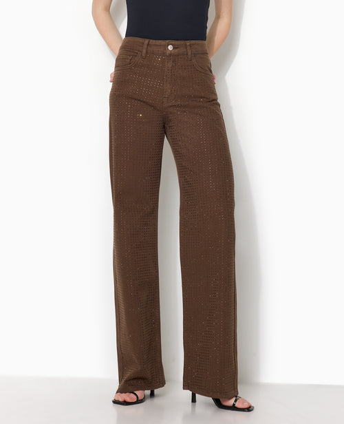 Jean droit taille haute avec strass devant - PIMKIE - 5