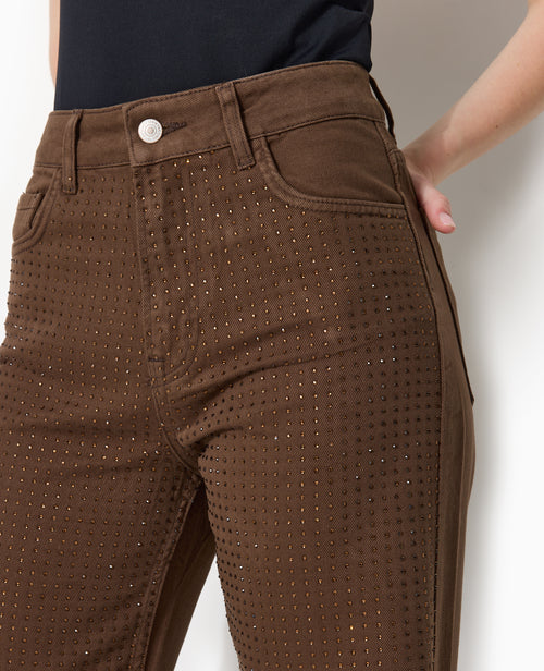 Jean droit taille haute avec strass devant - PIMKIE - 7